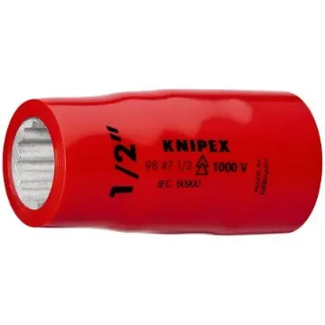Knipex 1/2 in Drive 1/2in Insulated Standard Socket, 6 point, 11mm, VDE/1000V, 55 mm Overall Length - 98 47 11/16" product image