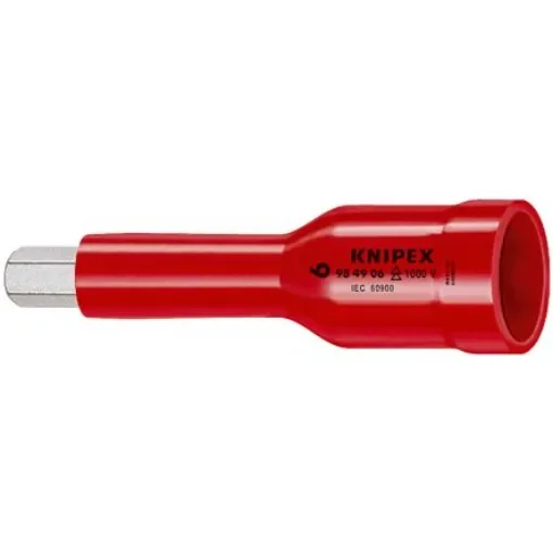 Knipex 1/2 in Drive 1/2in Bit Socket, Hexagonal Socket Screws, 6mm, VDE/1000V, 75 mm Overall Length - 98 49 06 product image