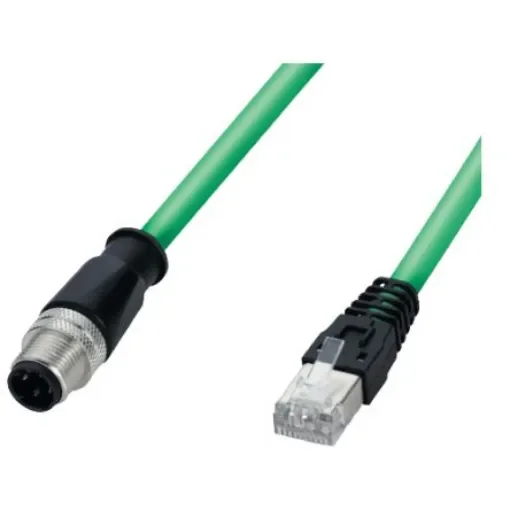 F Lutze Ltd, 1m Cat5, Green RJ45 to Male M12 Male, Shielded, Terminated PVC Sheath - 192014.0100 product image
