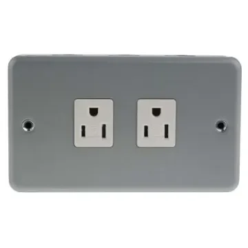 MK Electric 2 Gang Plug Socket, 15A, NEMA 5-15R, Indoor Use - K2272 ALM product image
