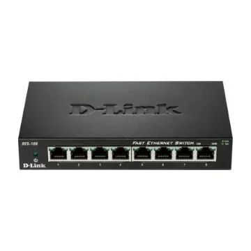 D-Link 8-Port Fast Ethernet Switch, Unmanaged 8 Port Ethernet Switch, EU - DES-108/E product image