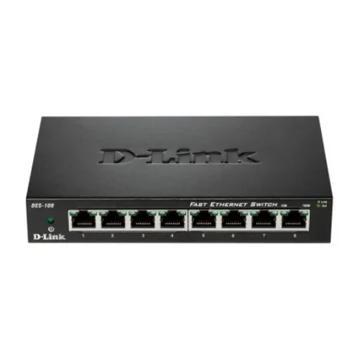 D-Link 8-Port Fast Ethernet Switch, Unmanaged 8 Port Ethernet Switch, EU - DES-108/E product image