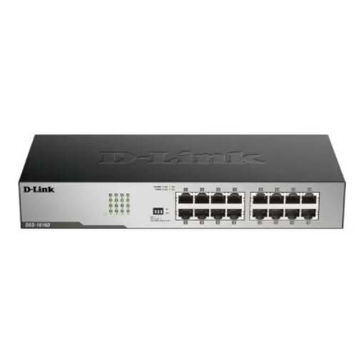 D-Link 16-Port Gigabit Unmanaged Desktop Switch, Unmanaged 16 Port Gigabit Switch, EU - DGS-1016D/E product image