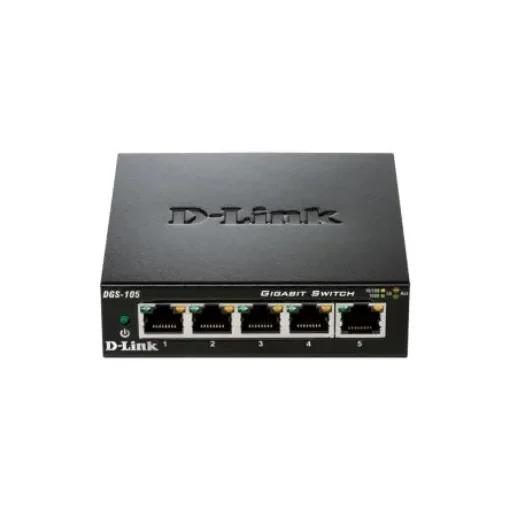 D-Link 5-Port Gigabit Unmanaged Desktop Switch DGS-105, Unmanaged 5 Port Gigabit Switch, EU - DGS-105/E product image