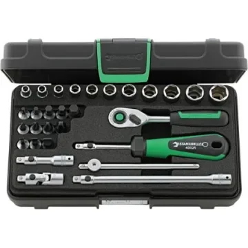 STAHLWILLE 29-Piece Metric 1/4 in Standard Socket/Bit Set with Ratchet, 6 point; Hex Bit; Phillips Bit; Slotted Bit - 96011137 product image