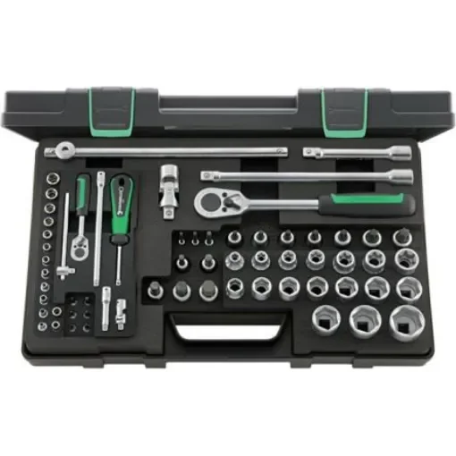 STAHLWILLE 63-Piece Metric 1/2 in; 1/4 in Standard Socket/Bit Set with Ratchet, 6 point; e-Torx - 96013702 product image