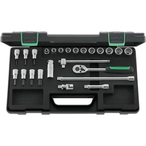 STAHLWILLE 24-Piece Metric 3/8 in Deep Socket/Standard Socket/Bit Set with Ratchet, 12 point; Hex Bit - 96021223 product image
