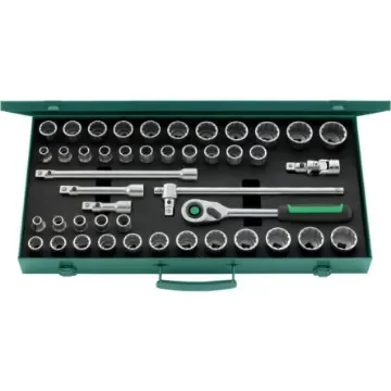 STAHLWILLE 45-Piece Imperial, Metric 1/2 in Standard Socket Set with Ratchet, 12 point - 96030107 product image