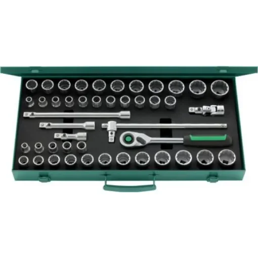 STAHLWILLE 45-Piece Imperial, Metric 1/2 in Standard Socket Set with Ratchet, 12 point - 96030107 product image