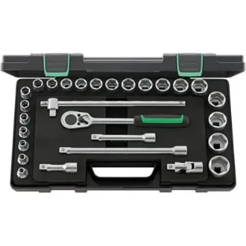 STAHLWILLE 28-Piece Metric 1/2 in Standard Socket Set with Ratchet, 6 point - 96031409 product image