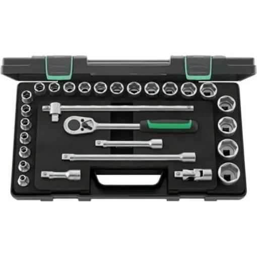 STAHLWILLE 28-Piece Metric 1/2 in Standard Socket Set with Ratchet, 6 point - 96031409 product image
