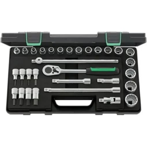 STAHLWILLE 31-Piece Metric 1/2 in Standard Socket/Bit Set with Ratchet, 12 point; Hex Bit - 96031439 product image