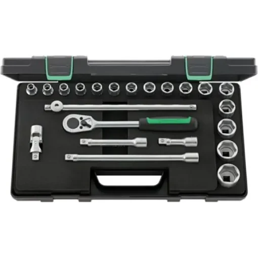 STAHLWILLE 22-Piece Metric 1/2 in Standard Socket Set with Ratchet, 6 point - 96031448 product image