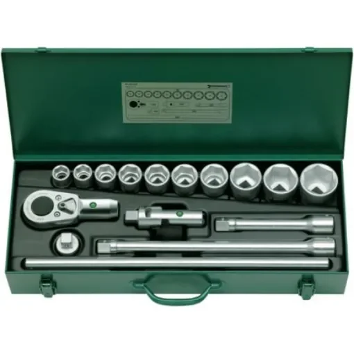 STAHLWILLE 24-Piece Metric 3/4 in Standard Socket Set with Ratchet, 6 point - 96050104 product image