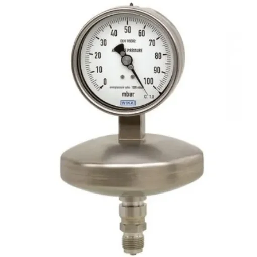 WIKA NPT 1/2 Analogue Pressure Gauge 100mbar Bottom Entry 100mm Outside Diameter - 39981993 product image
