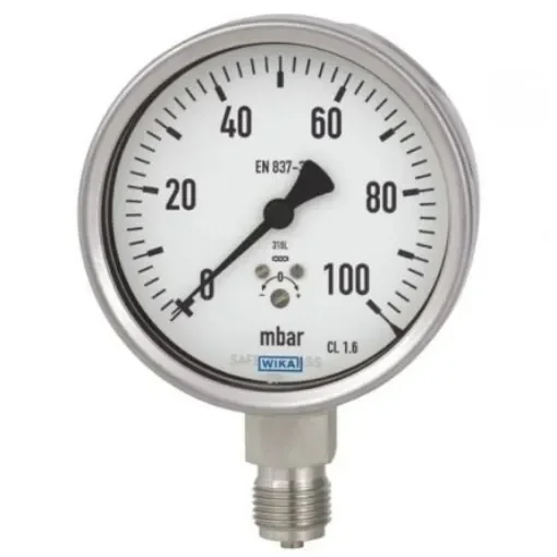 WIKA NPT 1/2 Analogue Pressure Gauge Bottom Entry 100mm Outside Diameter - 45785435 product image