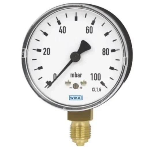 WIKA G 1/4 Analogue Pressure Gauge 50mbar Bottom Entry 63mm Outside Diameter - 48793037 product image