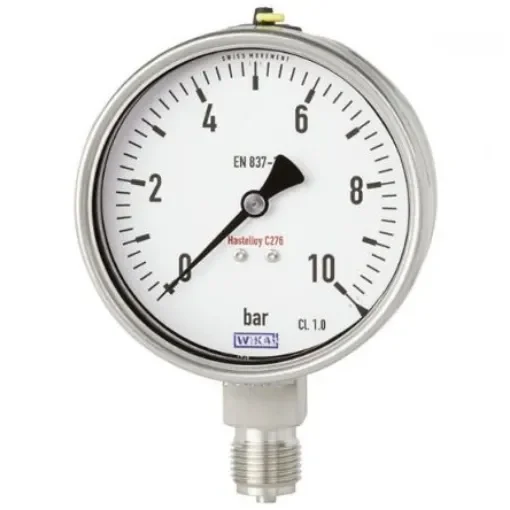 WIKA NPT 1/2 Analogue Pressure Gauge 10bar Back Entry 100mm Outside Diameter - 48796310 product image