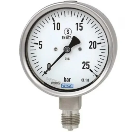 WIKA DN 25 Analogue Pressure Gauge 10bar Bottom Entry 100mm Outside Diameter - 48797545 product image