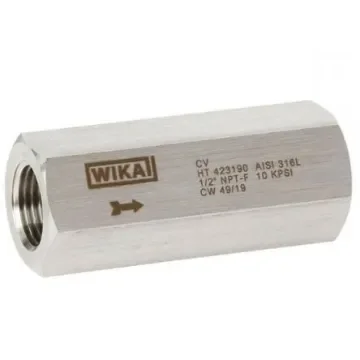 WIKA Stainless Steel Single Inline Mounting, Hydraulic Check Valve, 57420084, NPT 1/2, 1.38bar Cracking Pressure product image