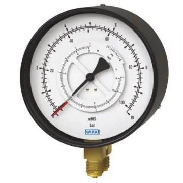 WIKA G 1/2 Analogue Differential Pressure Gauge 6bar Bottom Entry 100mm Outside Diameter - 9042237 product image