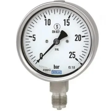WIKA NPT 1/2 Analogue Pressure Gauge 10bar Back Entry 100mm Outside Diameter - 47449380 product image