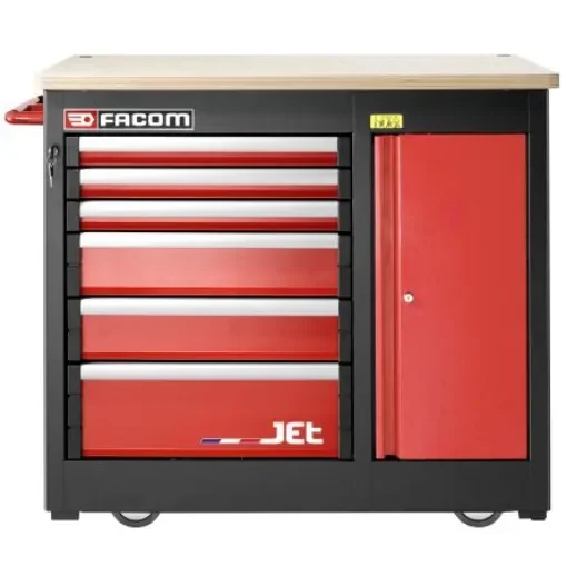 Facom 6 Drawer Beech Wood Wheeled Tool Cabinet - JET.6MWBAPF product image