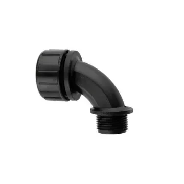 Flexicon 90° Bend, Conduit Fitting, 20mm Nominal Size, M20mm, Nylon, Black - MP90-20-M20B product image
