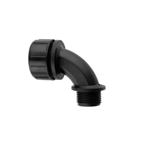 Flexicon 90° Bend, Conduit Fitting, 20mm Nominal Size, M20mm, Nylon, Black - MP90-20-M20B product image