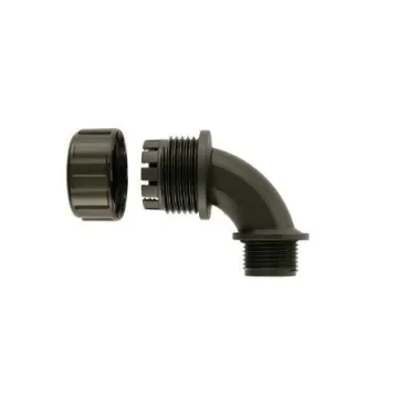 Flexicon 90° Bend, Conduit Fitting, 20mm Nominal Size, M20mm, Nylon, Black - MPC90-20-M20B product image