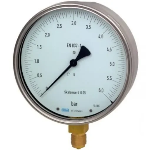 WIKA NPT 1/2 Analogue Pressure Gauge 6bar Back Entry 160mm Outside Diameter - 48759293 product image