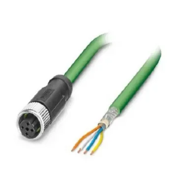 Phoenix ContactNBC, 1m Cat5, Green M12 to Female Free Ends Shielded, Terminated PVC Sheath - 1407528 product image