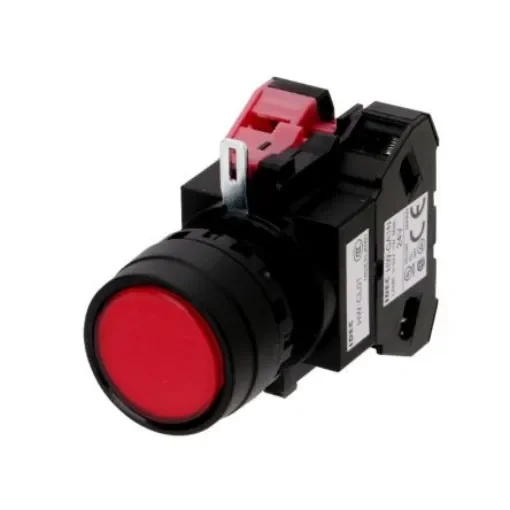 Idec HW Series Series Illuminated Push Button, Momentary, Panel Mount, 22.3mm Cutout, SPST, Red LED, 24V ac/dc, IP20, - HW1L-M101Q4R product image