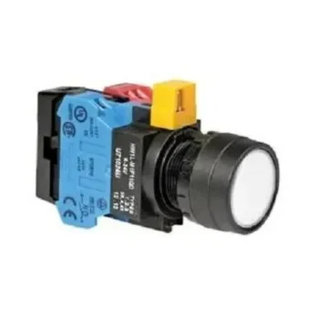 Idec HW Series Series Illuminated Push Button, Momentary, Panel Mount, 22.3mm Cutout, SPST, White LED, 24V ac/dc, IP20, - HW1L-M110Q4PW product image