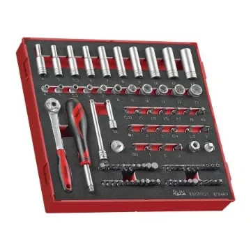 Teng Tools 89-Piece Metric 1/4 in Deep Socket/Standard Socket/Bit Set with Ratchet, 6 point; Hex Bit; Phillips Bit; - TED1489 product image
