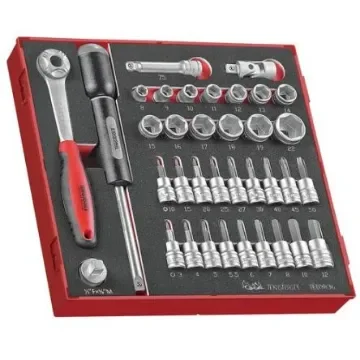 Teng Tools 36-Piece Metric 3/8 in Standard Socket/Bit Set with Ratchet, 6 point; Hex Bit; Torx Bit - TED3836 product image