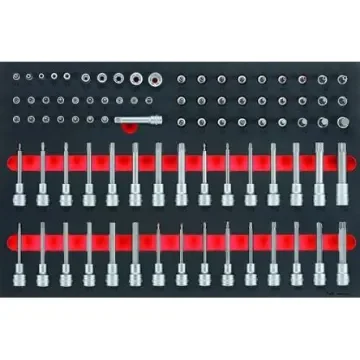 Teng Tools 85-Piece 1/2 in; 1/4 in; 3/8 in Standard Socket/Bit Set with Ratchet, e-Torx; Hex Bit; Phillips Bit; - TTESK85 product image