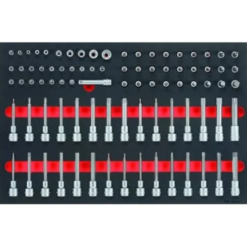 Teng Tools 85-Piece 1/2 in; 1/4 in; 3/8 in Standard Socket/Bit Set with Ratchet, e-Torx; Hex Bit; Phillips Bit; - TTESK85 product image