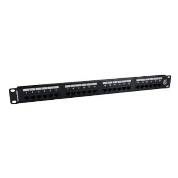 HellermannTyton Connectivity HTC Series Cat6 24 Port RJ45 Patch Panel Unshielded 1U Black - HTC-C6U-PP241U/BK/B product image