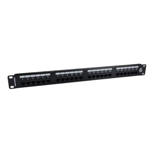 HellermannTyton Connectivity HTC Series Cat6 24 Port RJ45 Patch Panel Unshielded 1U Black - HTC-C6U-PP241U/BK/B product image