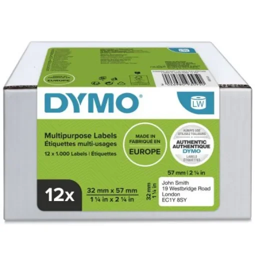 Dymo White Black Print Label, 32mm Width, 57mm Height, 1000Per Roll Qty - 2093095 product image
