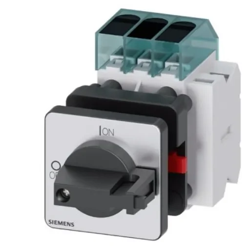 Siemens 3 Pole DIN Rail Isolator Switch - 63A Maximum Current, 22kW Power Rating, IP65 - 3LD3450-1TK11 product image