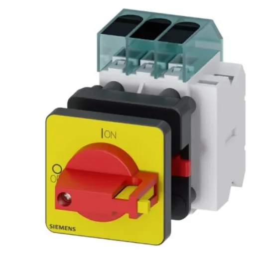 Siemens 3 Pole DIN Rail Isolator Switch - 63A Maximum Current, 22kW Power Rating, IP65 - 3LD3450-1TK13 product image