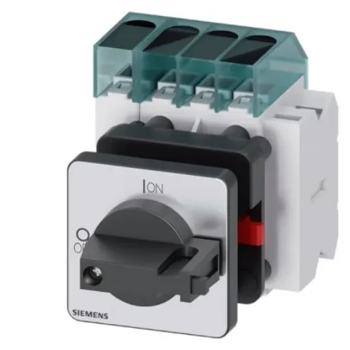 Siemens 3 Pole DIN Rail Isolator Switch - 63A Maximum Current, 22kW Power Rating, IP65 - 3LD3450-1TL11 product image