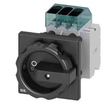 Siemens 3 Pole DIN Rail Isolator Switch - 63A Maximum Current, 22kW Power Rating, IP65 - 3LD3454-1TK51 product image