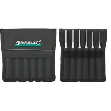 STAHLWILLE 6-Piece Punch Set, Pin Punch, 2.5 mm, 3 mm, 4 mm, 5 mm, 6 mm, 8 mm Shank, 150 mm Overall - 96700703 product image