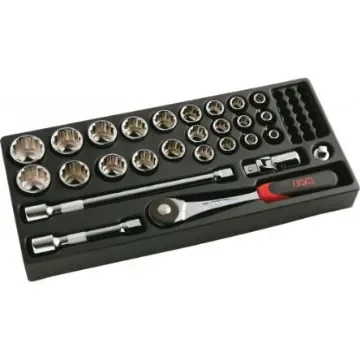 SAM 27-Piece Metric 1/3 in Standard Socket Set with Ratchet, 12 point - 75-S27PM product image