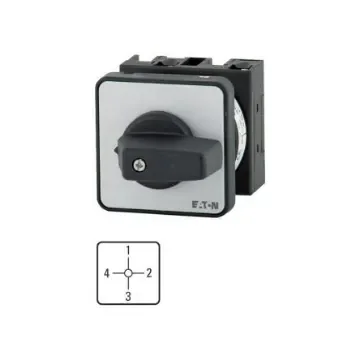 Eaton, 1P 4 Position 90° Changeover Cam Switch, 690V (Volts), 20A, Short Thumb Grip Actuator - 009815 T0-1-8566/E product image