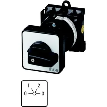 Eaton, 1P 4 Position 60° Multi Step Cam Switch, 690V (Volts), 20A, Short Thumb Grip Actuator - 012246 T0-2-96/Z product image