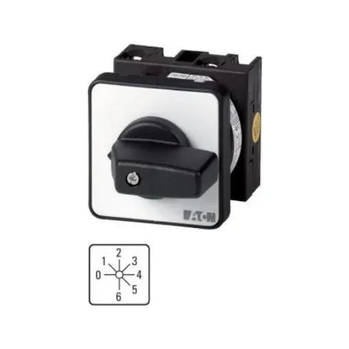 Eaton, 1P 6 Position 45° Multi Step Cam Switch, 690V (Volts), 20A, Toggle Actuator - 012308 T0-3-145/E product image